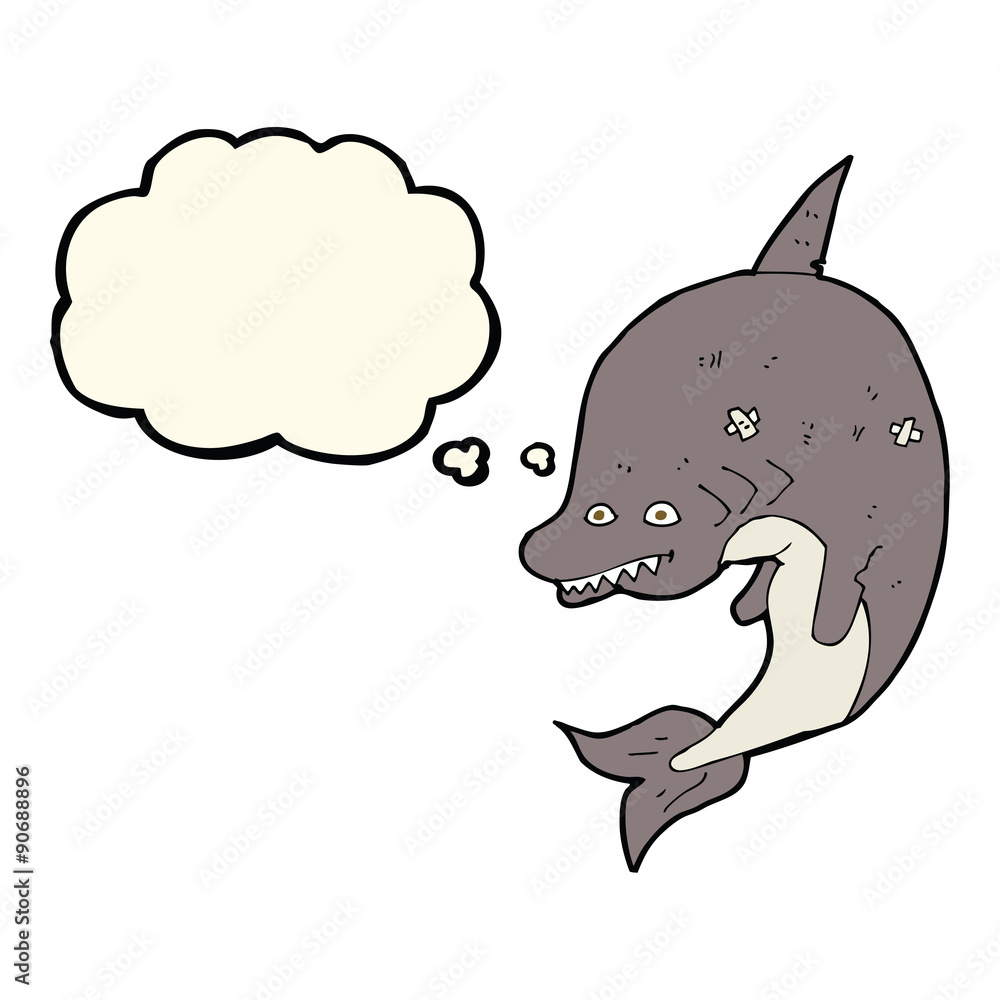 cartoon shark with thought bubble cartoon shark with thought bubble