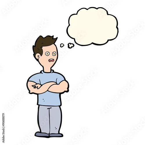 Wallpaper Mural cartoon man with crossed arms with thought bubble Torontodigital.ca