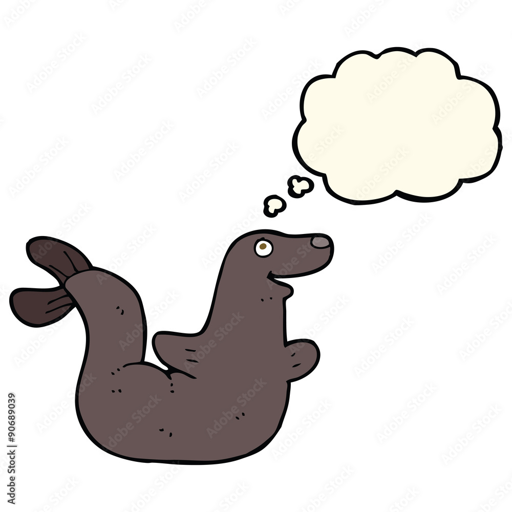 cartoon seal with thought bubble cartoon seal with thought bubble