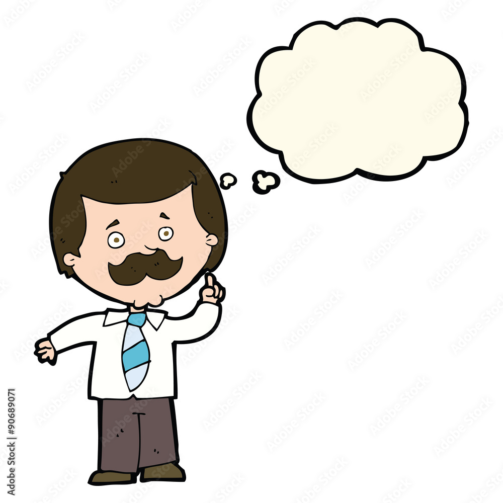 cartoon newsreader man with idea with thought bubble cartoon newsreader man with idea with thought bubble