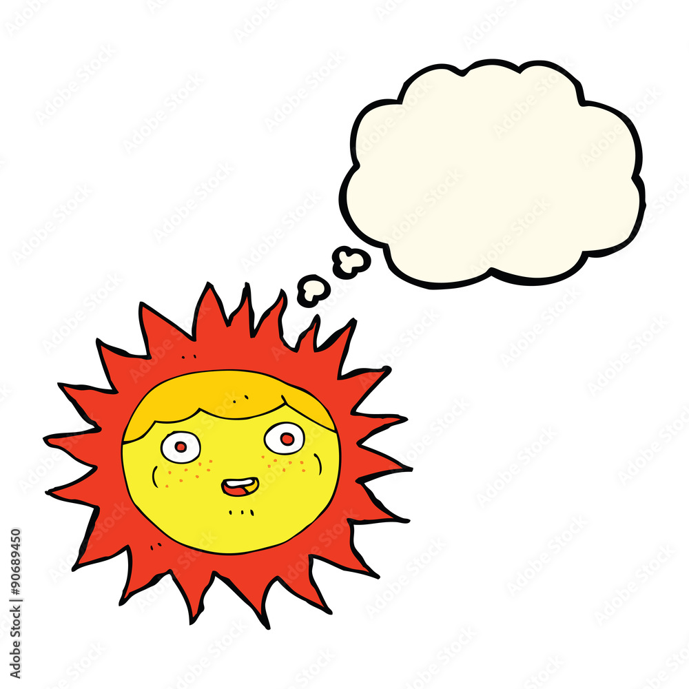 sun cartoon character with thought bubble sun cartoon character with thought bubble