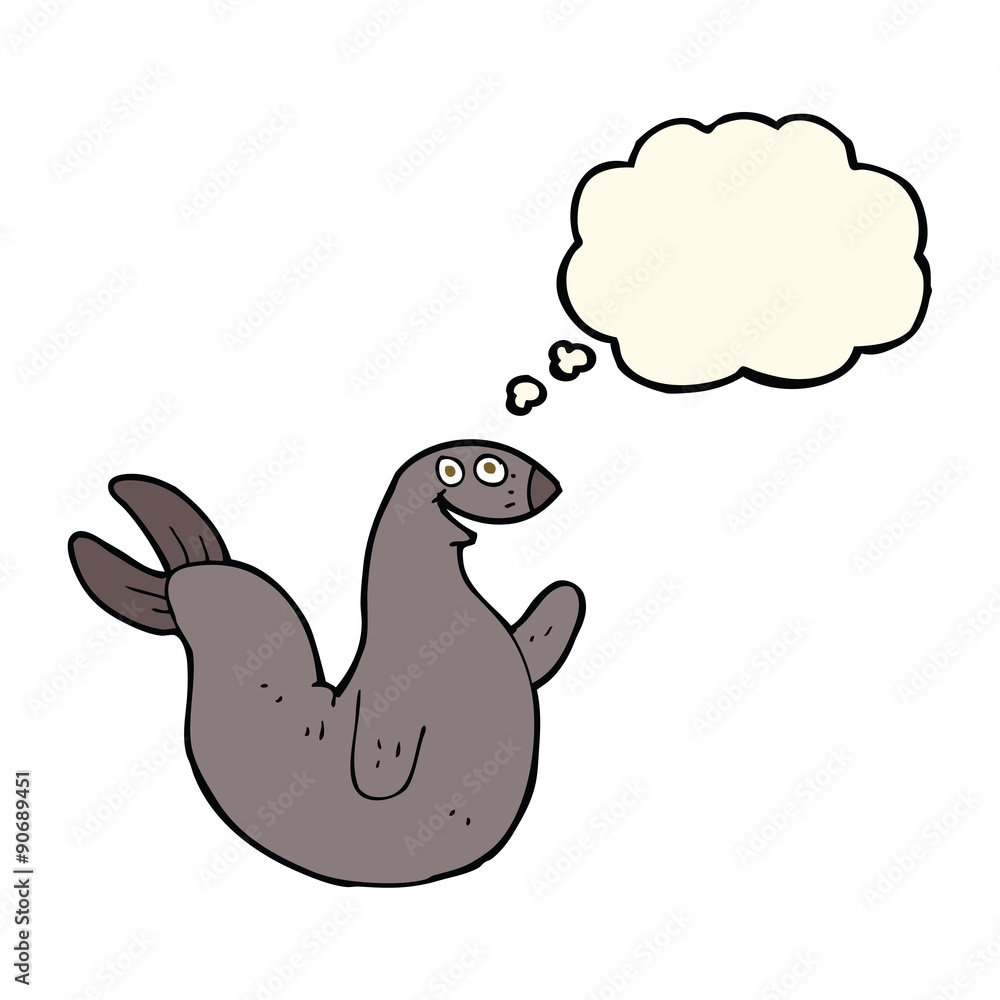 cartoon happy seal with thought bubble cartoon happy seal with thought bubble