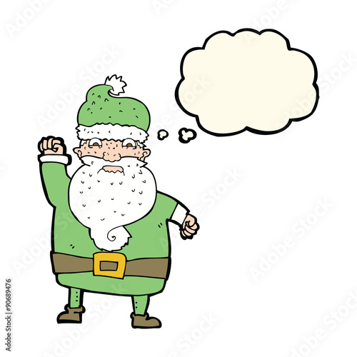 cartoon angry santa claus with thought bubble