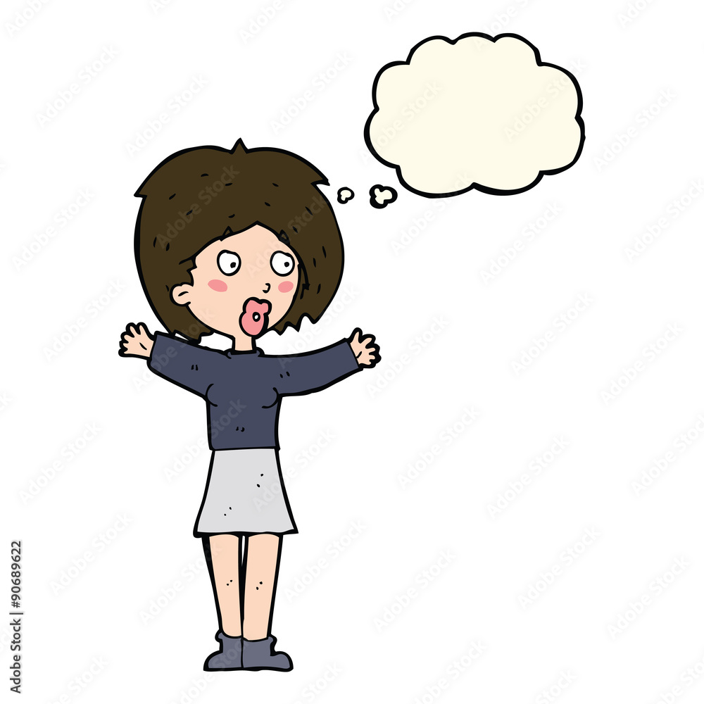 cartoon worried woman with thought bubble cartoon worried woman with thought bubble