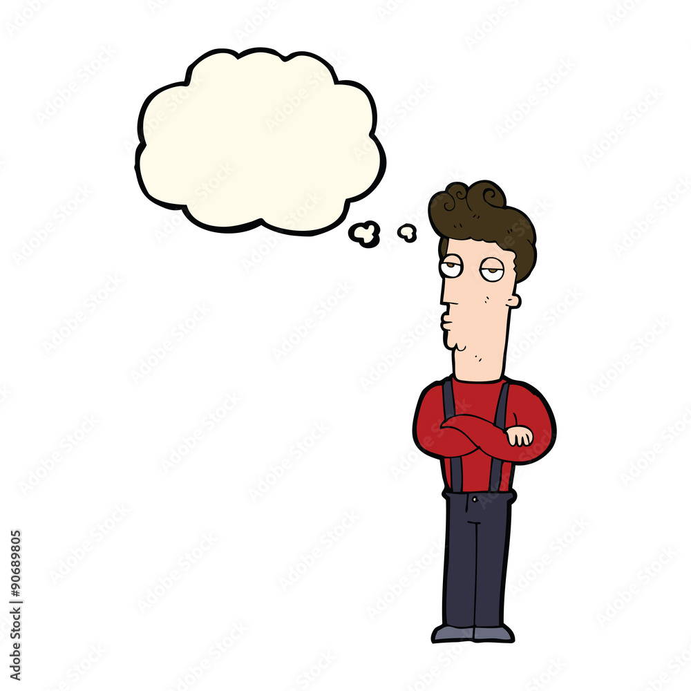 cartoon unimpressed man with thought bubble cartoon unimpressed man with thought bubble