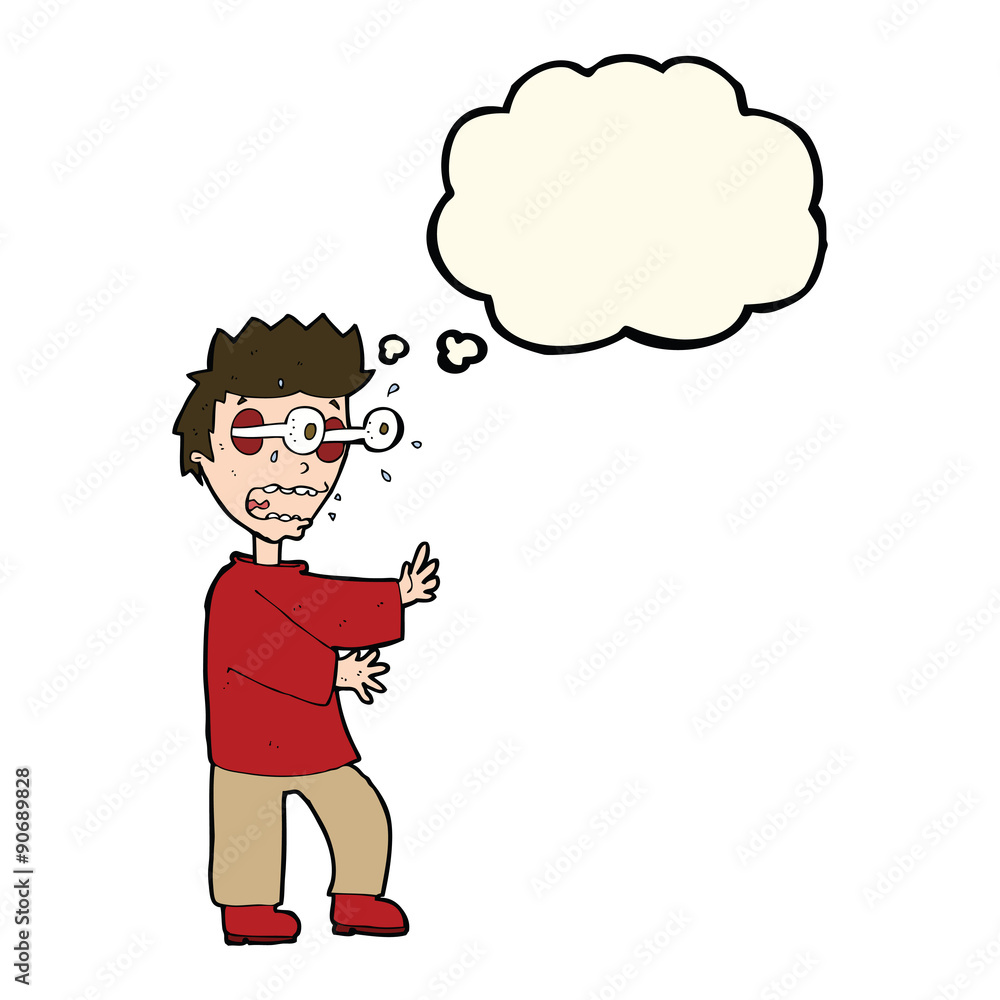 cartoon terrified boy with thought bubble cartoon terrified boy with thought bubble