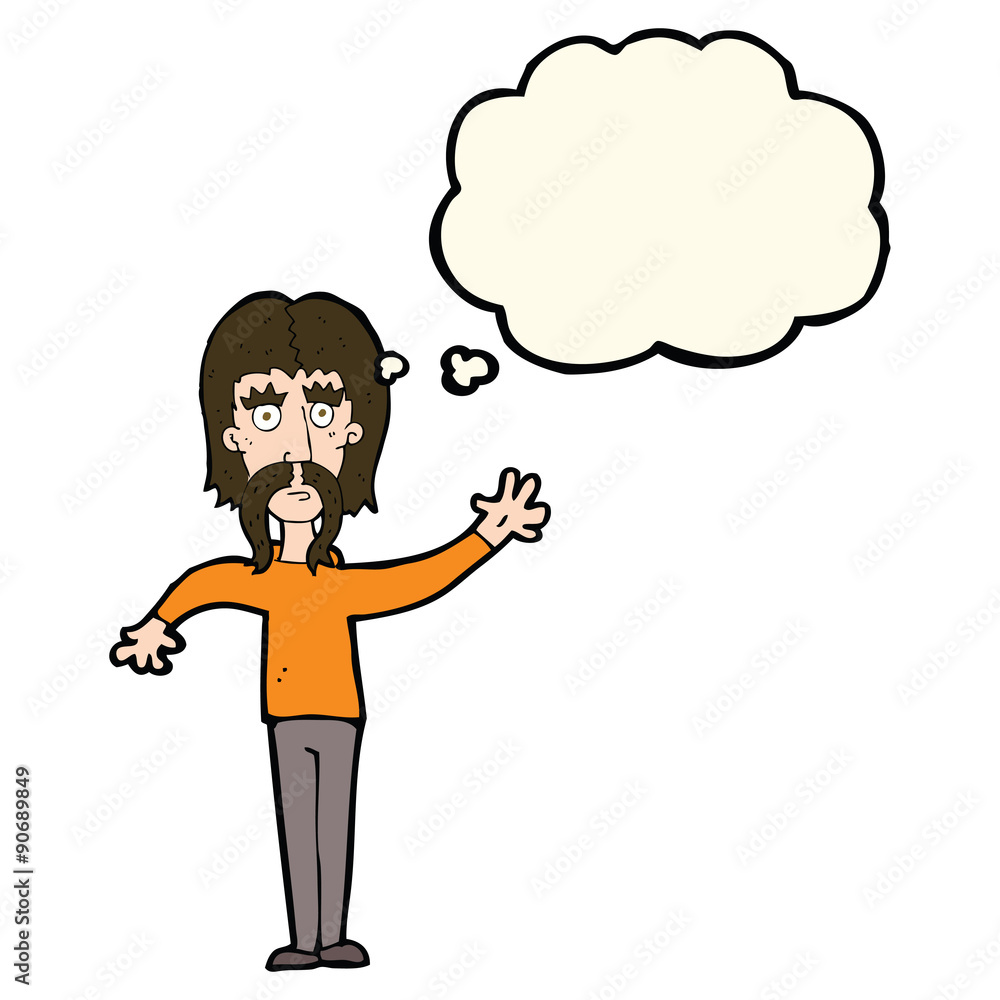 cartoon waving man with mustache with thought bubble cartoon waving man with mustache with thought bubble