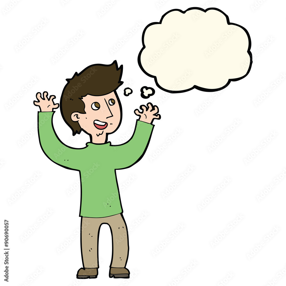 cartoon happy man with thought bubble cartoon happy man with thought bubble