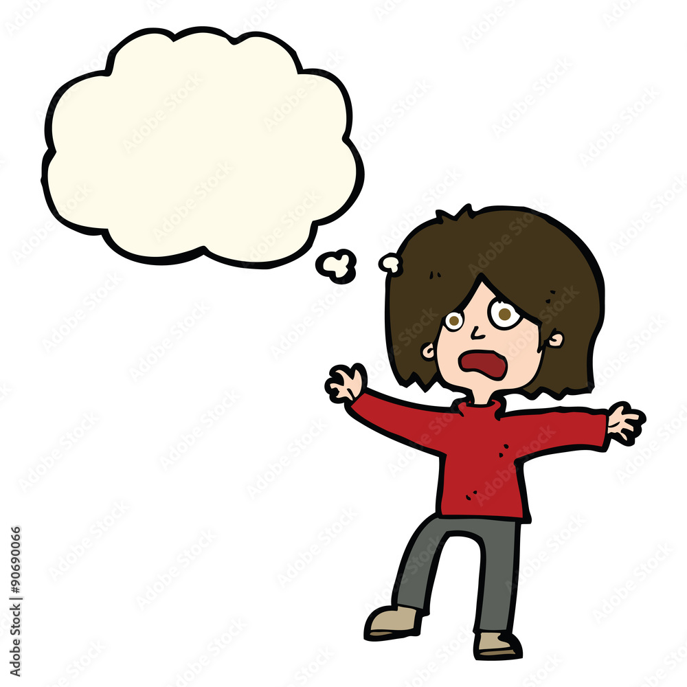 cartoon scared person with thought bubble cartoon scared person with thought bubble