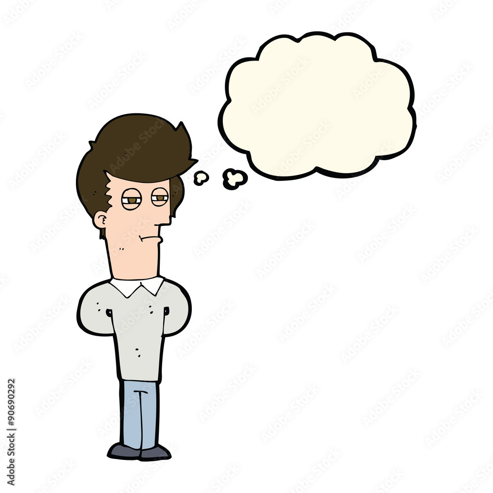 cartoon jaded man with thought bubble cartoon jaded man with thought bubble