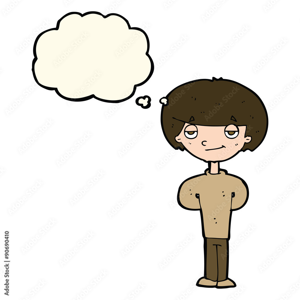 cartoon happy man with thought bubble cartoon happy man with thought bubble