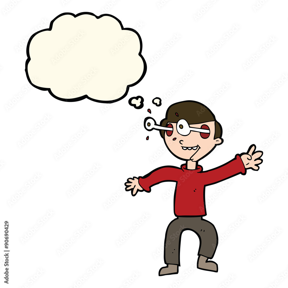 cartoon amazed boy with thought bubble cartoon amazed boy with thought bubble
