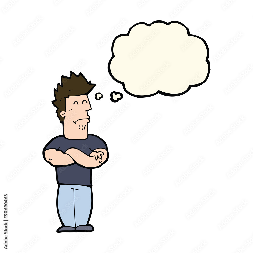 cartoon sulking man with thought bubble cartoon sulking man with thought bubble