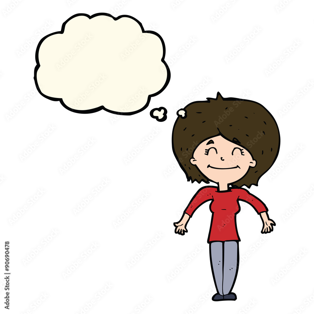 cartoon woman shrugging shoulders with thought bubble cartoon woman shrugging shoulders with thought bubble