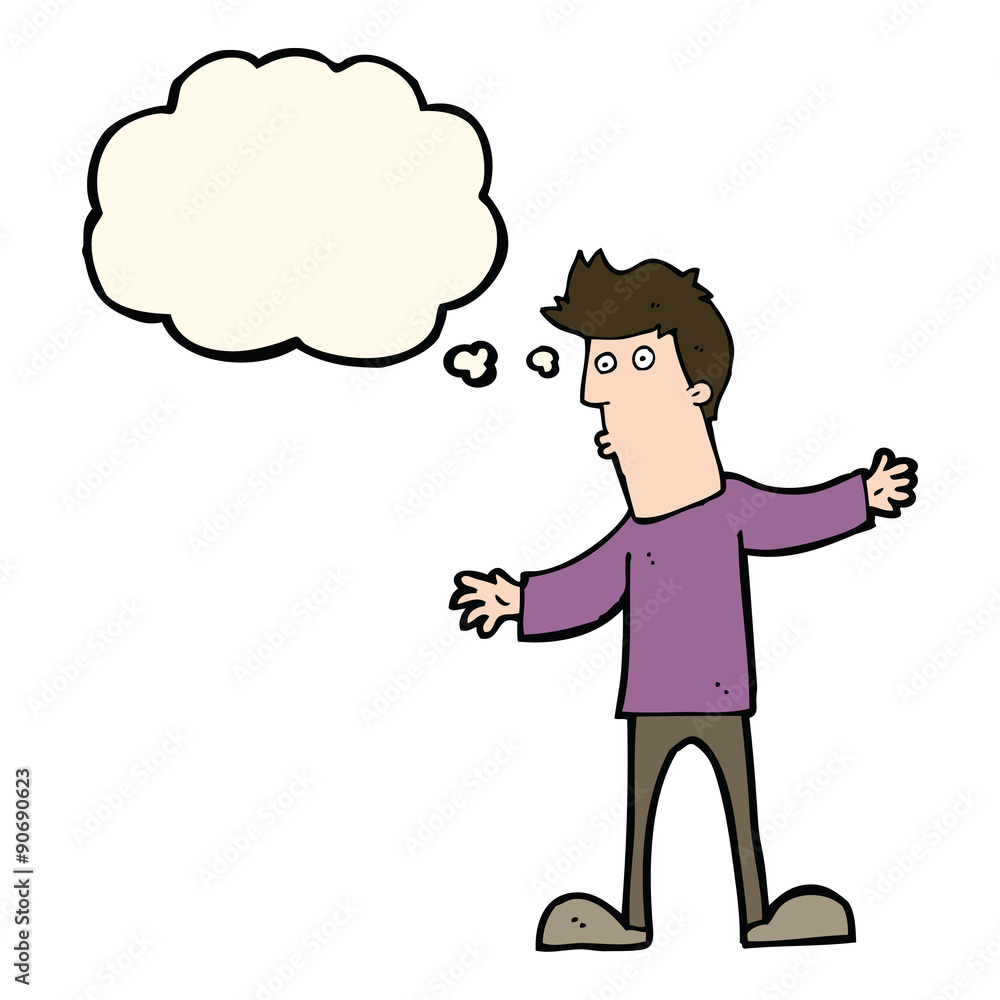 cartoon curious man with thought bubble cartoon curious man with thought bubble