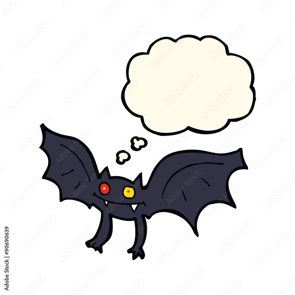 Fototapeta premium cartoon vampire bat with thought bubble