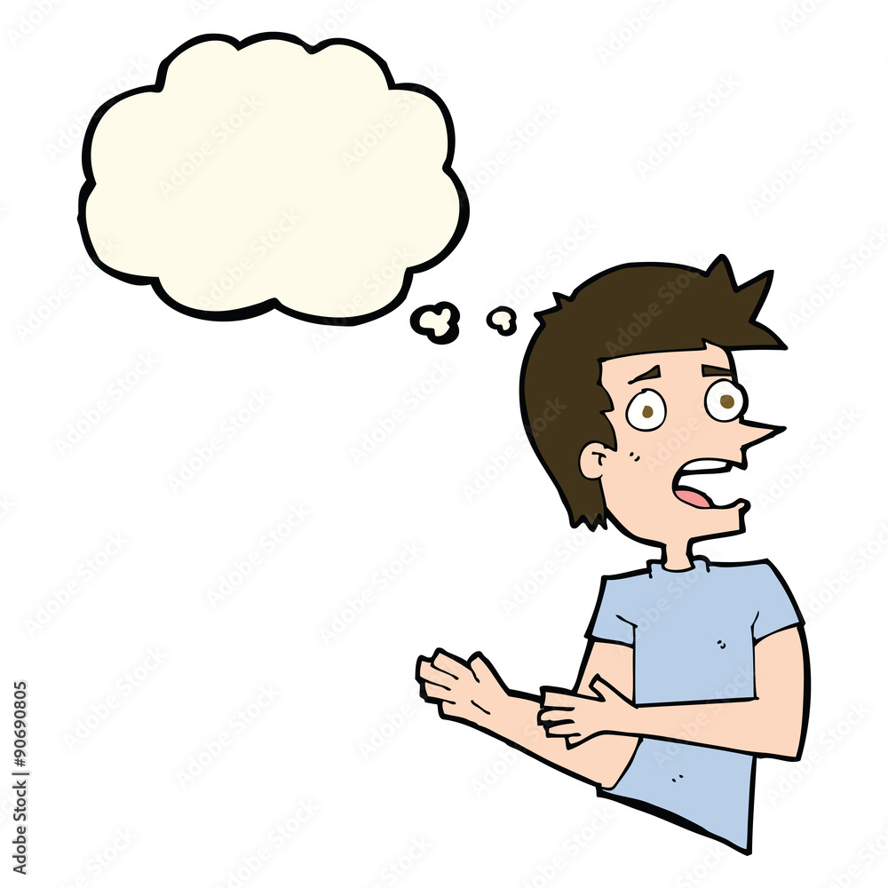 cartoon stressed man with thought bubble cartoon stressed man with thought bubble