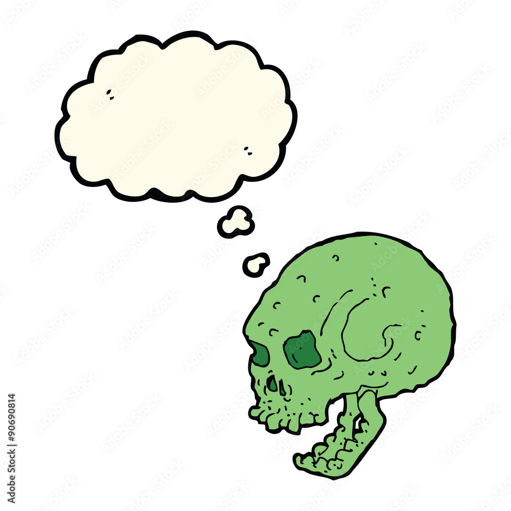 cartoon spooky skull with thought bubble cartoon spooky skull with thought bubble