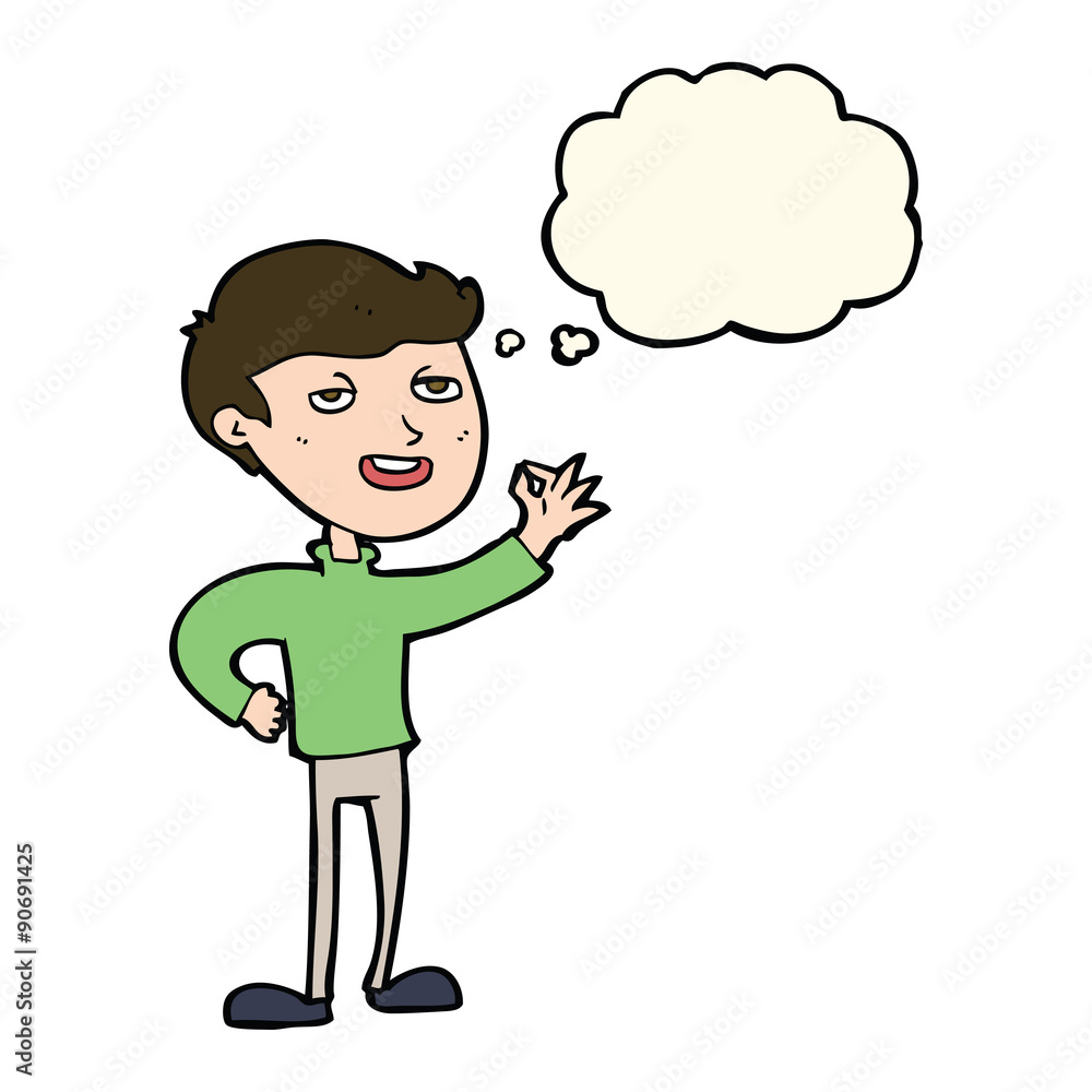 cartoon man making excellent gesture with thought bubble cartoon man making excellent gesture with thought bubble