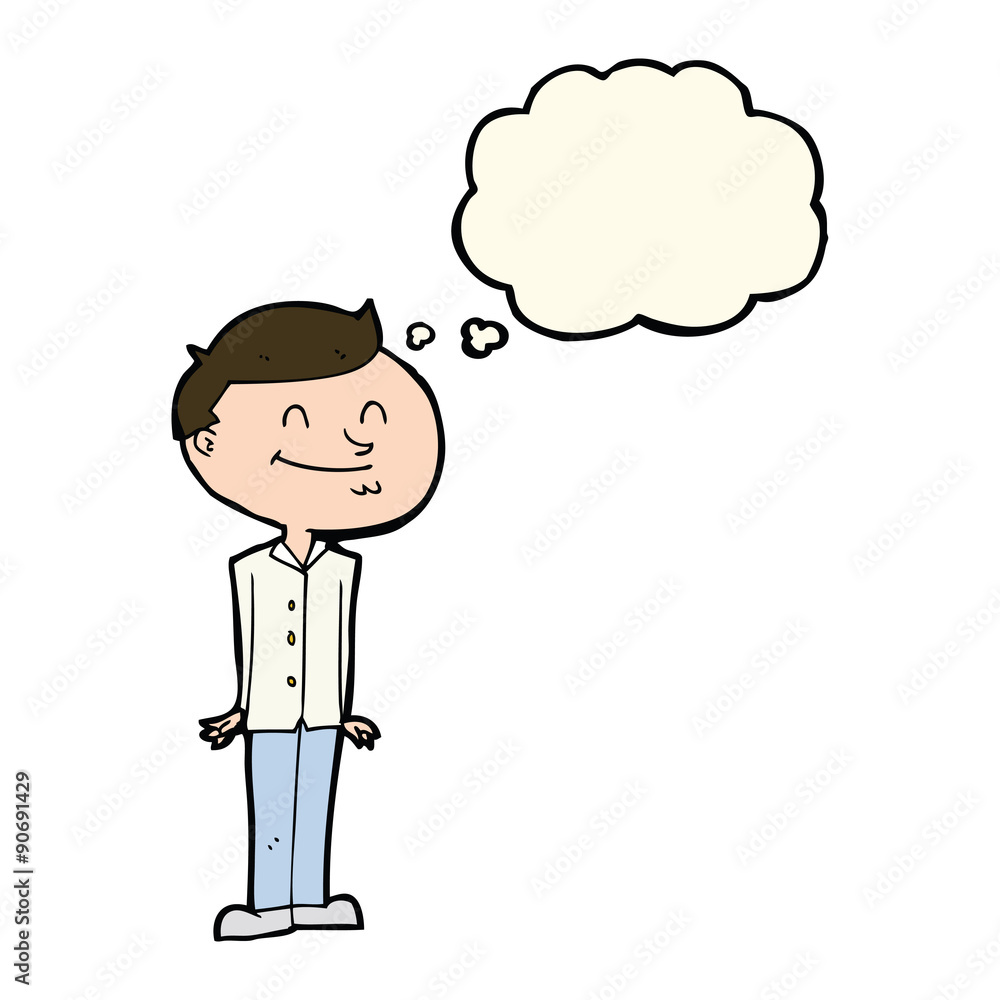 cartoon smiling man with thought bubble cartoon smiling man with thought bubble