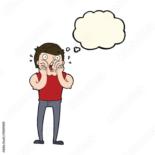 cartoon gasping man with thought bubble