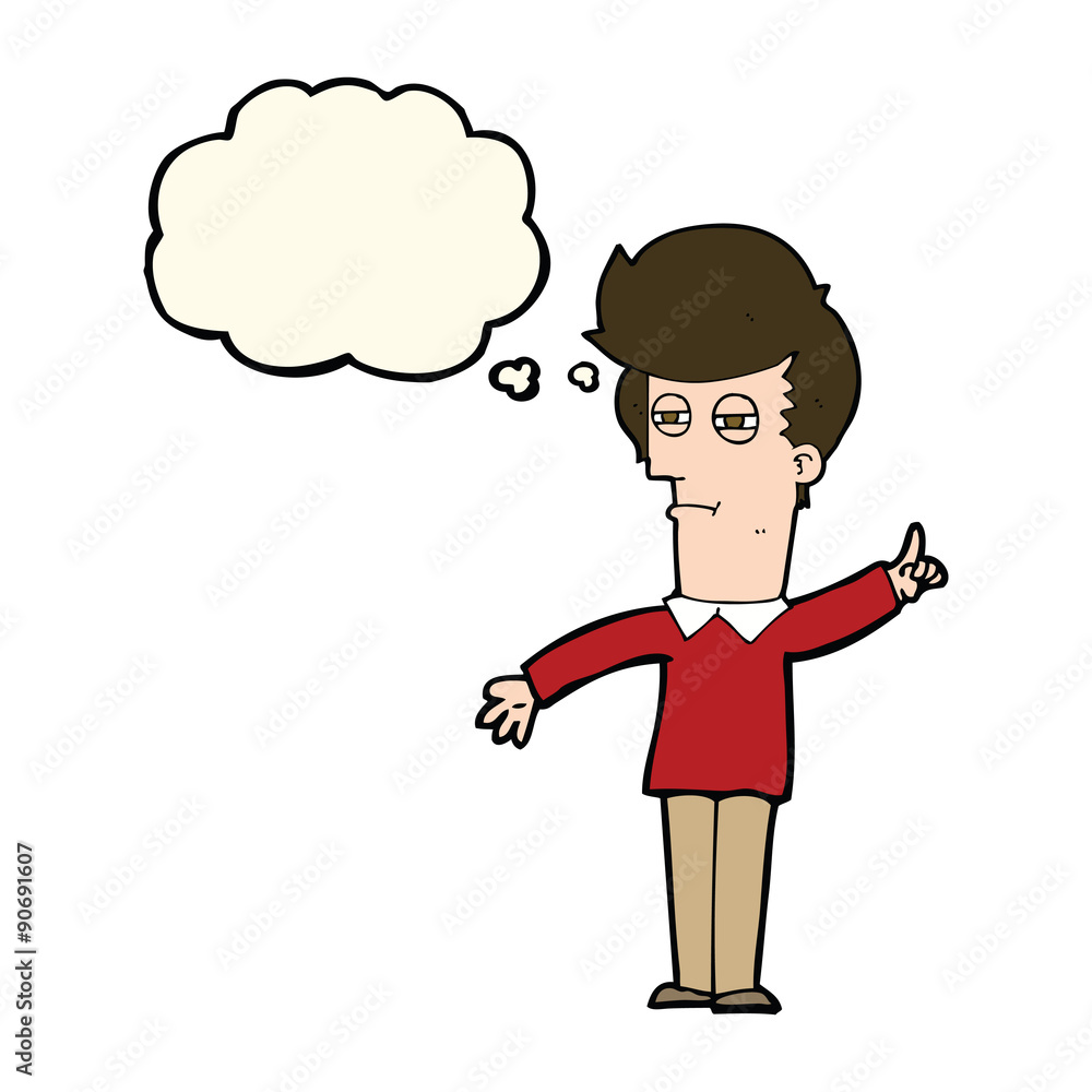 cartoon man narrowing eyes with thought bubble cartoon man narrowing eyes with thought bubble