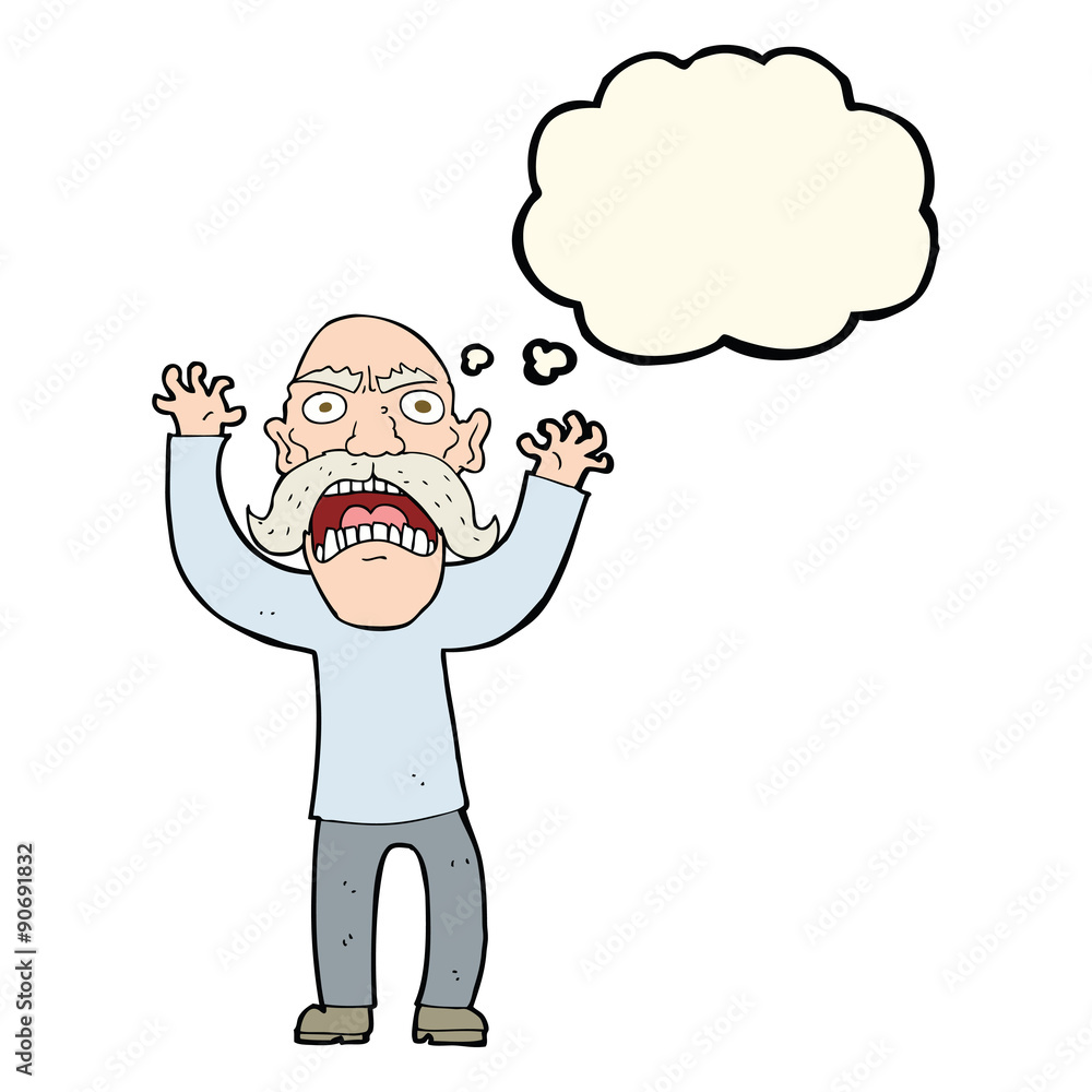 cartoon angry old man with thought bubble cartoon angry old man with thought bubble