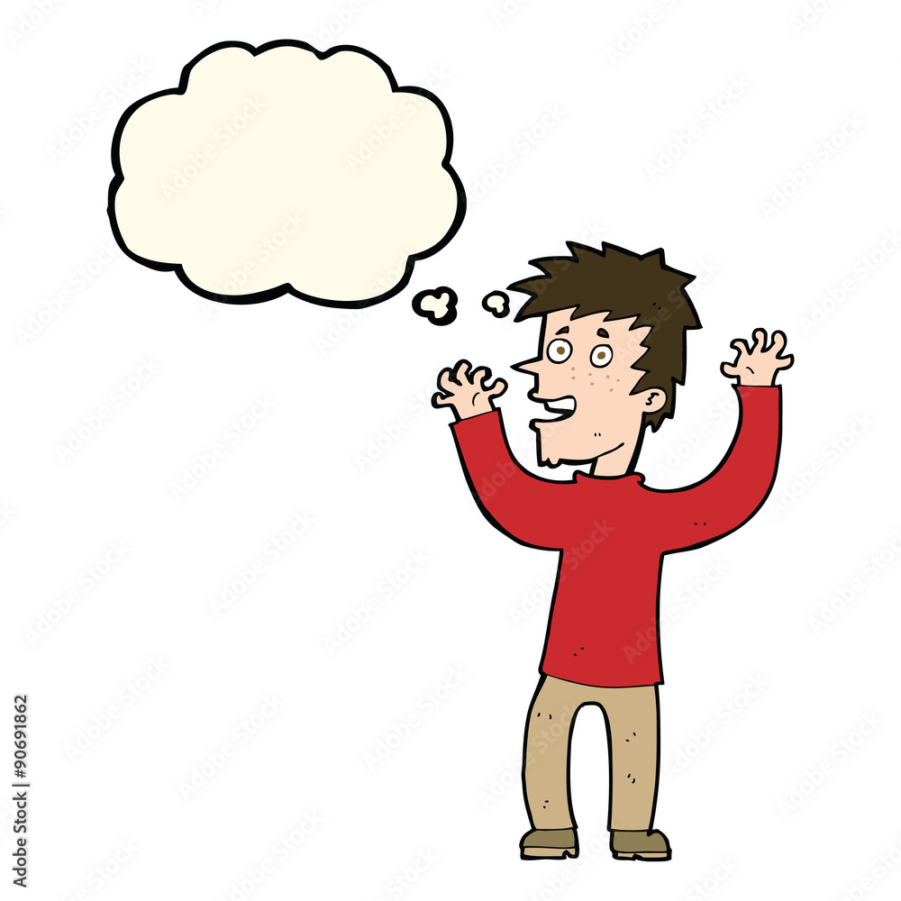 cartoon excited man with thought bubble cartoon excited man with thought bubble