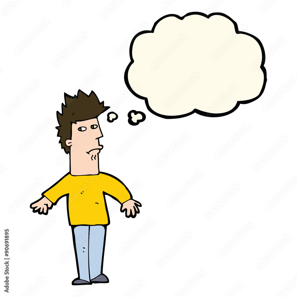 cartoon worried man with thought bubble cartoon worried man with thought bubble