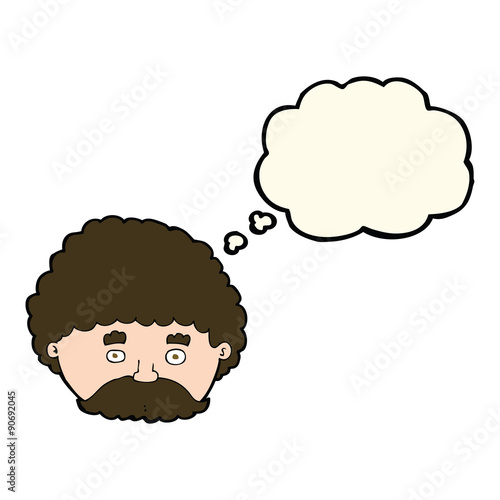 cartoon man with mustache with thought bubble