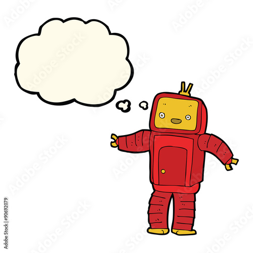 cartoon robot with thought bubble