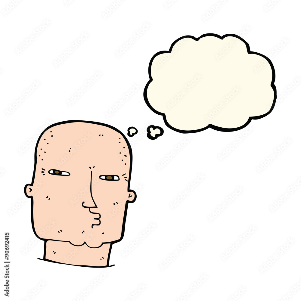 cartoon bald tough guy with thought bubble cartoon bald tough guy with thought bubble