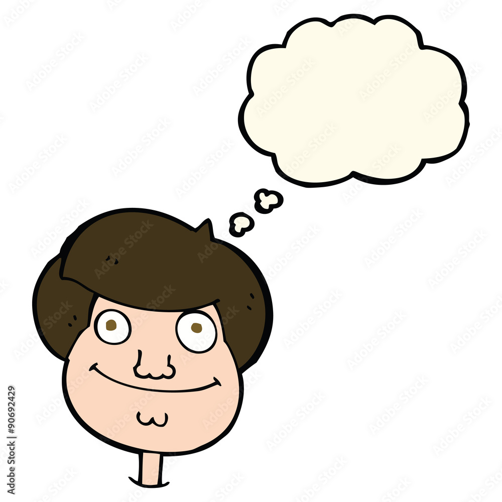 cartoon happy boy's face with thought bubble cartoon happy boy's face with thought bubble