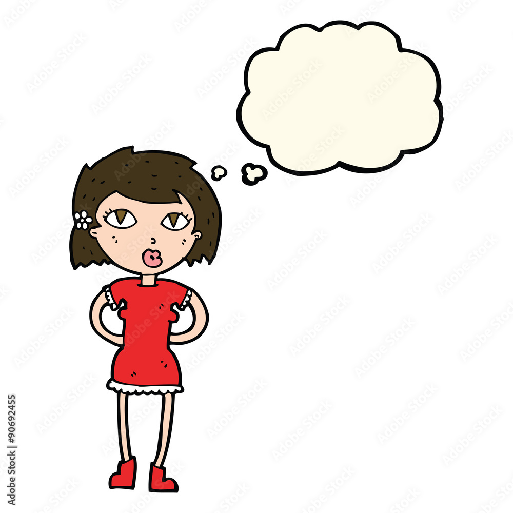 cartoon woman with thought bubble cartoon woman with thought bubble