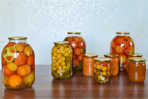 Home canned vegetables in the room