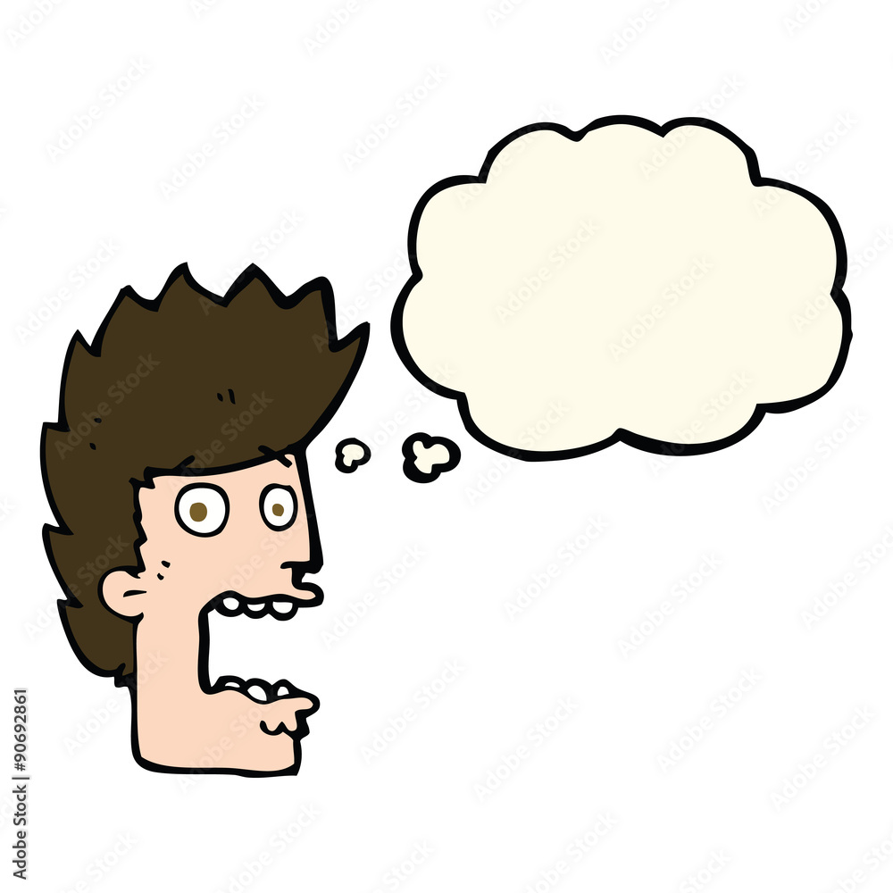 cartoon terrified man with thought bubble cartoon terrified man with thought bubble