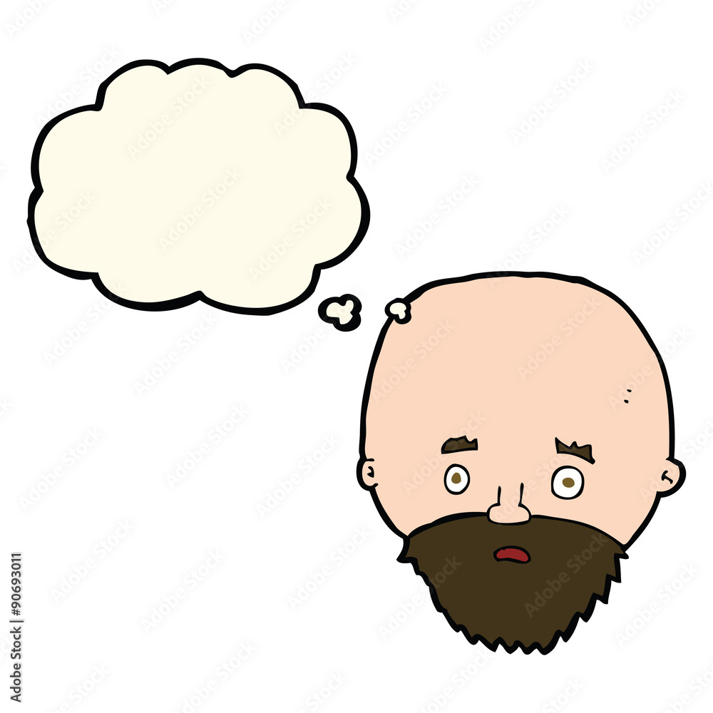 cartoon shocked man with beard with thought bubble cartoon shocked man with beard with thought bubble