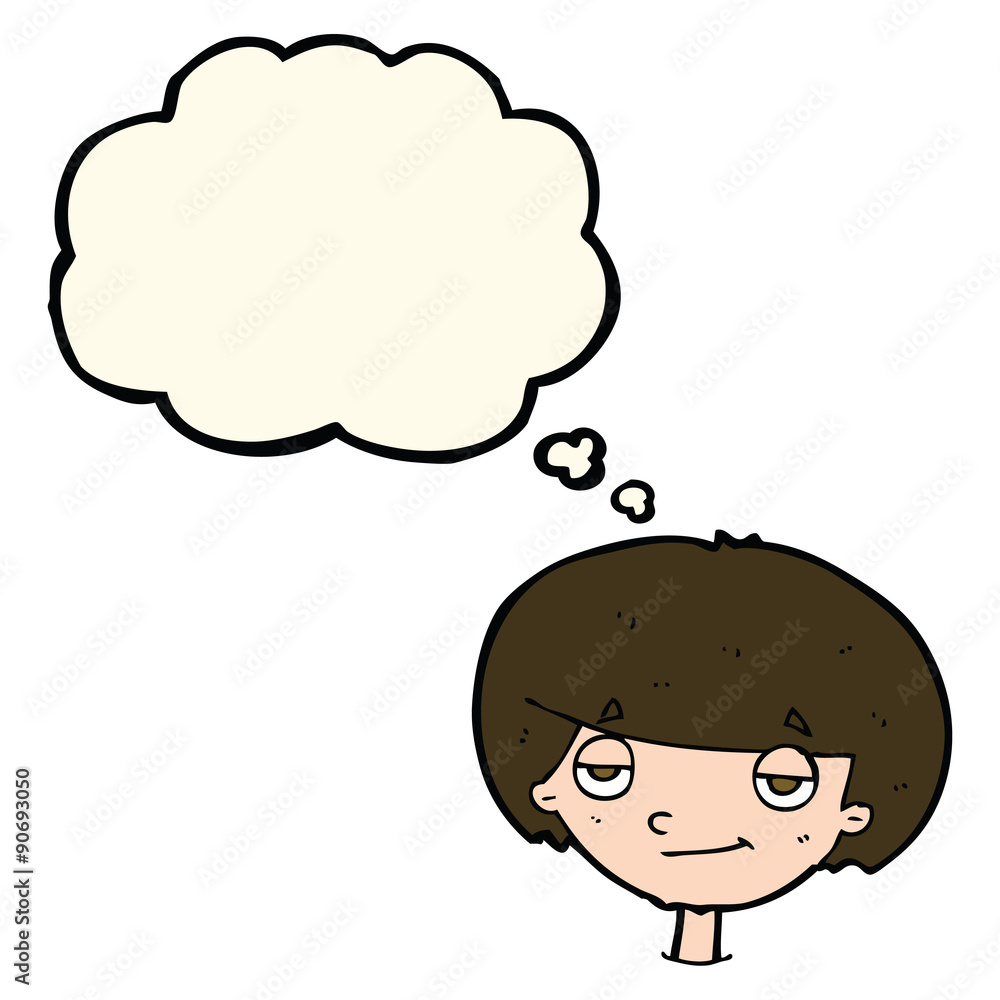 cartoon smug looking boy with thought bubble cartoon smug looking boy with thought bubble