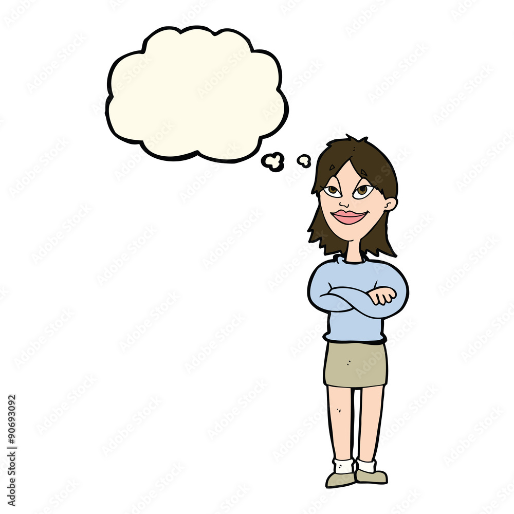 cartoon proud woman with thought bubble Stock Vector | Adobe Stock