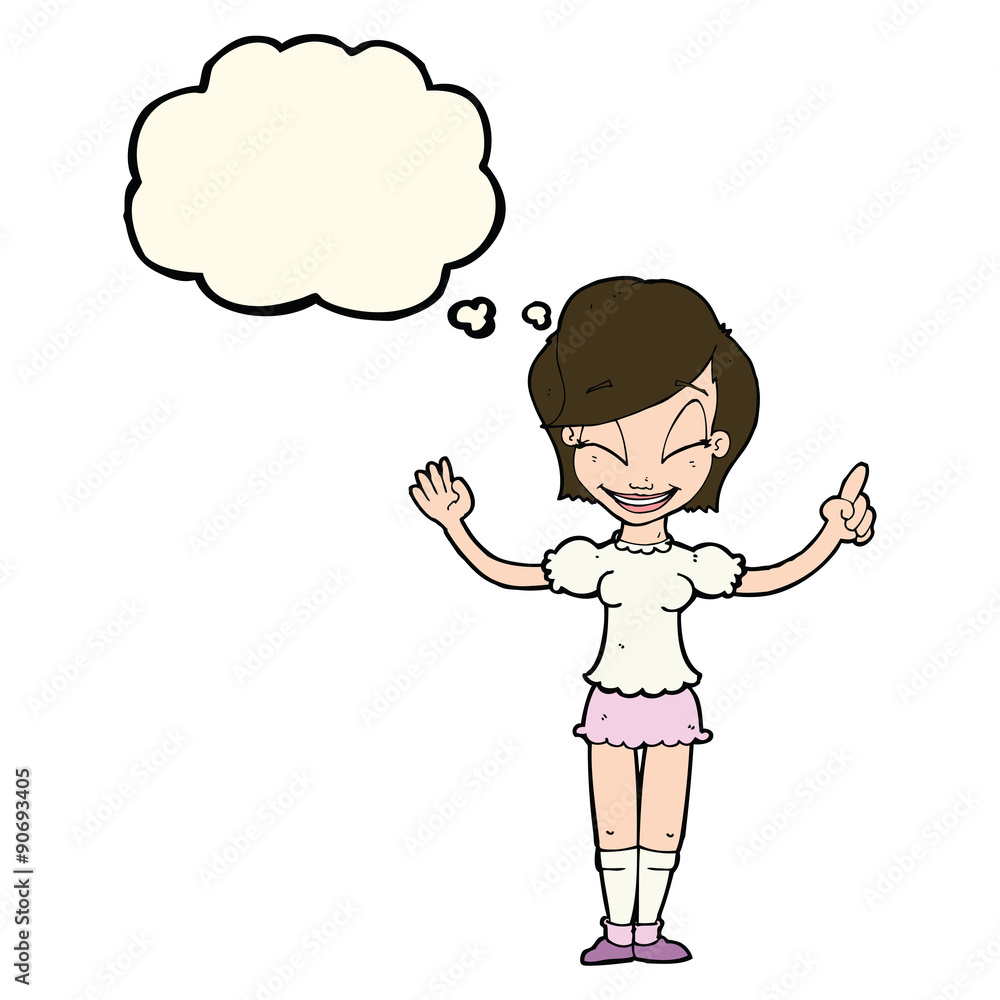 cartoon pretty girl with idea with thought bubble cartoon pretty girl with idea with thought bubble