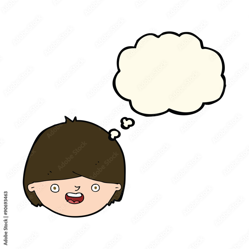cartoon happy face with thought bubble cartoon happy face with thought bubble