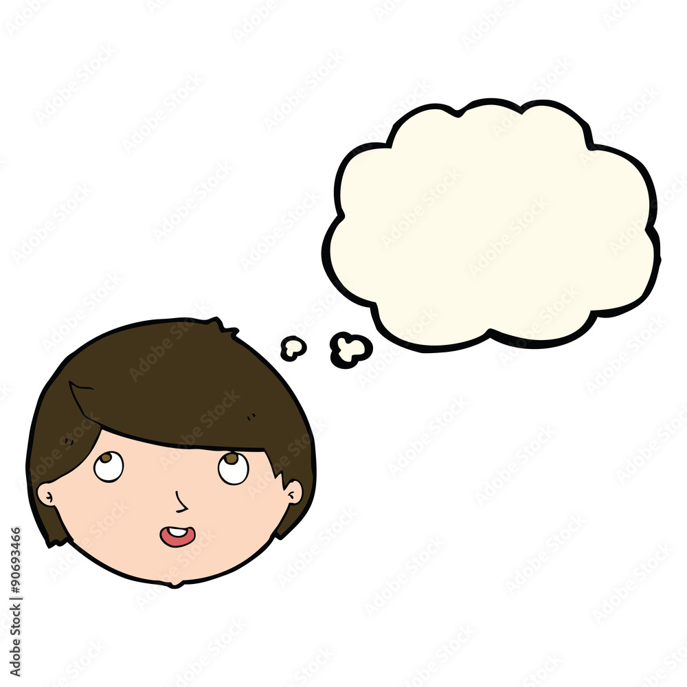 cartoon happy face with thought bubble cartoon happy face with thought bubble