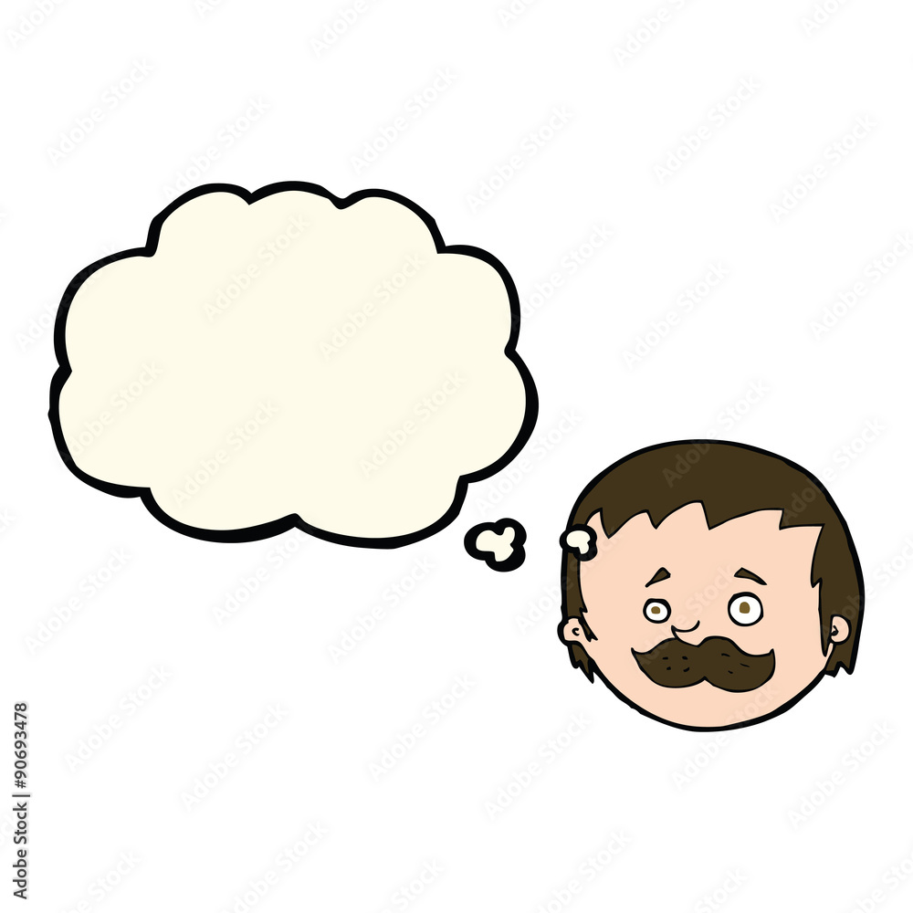 cartoon man with mustache with thought bubble cartoon man with mustache with thought bubble
