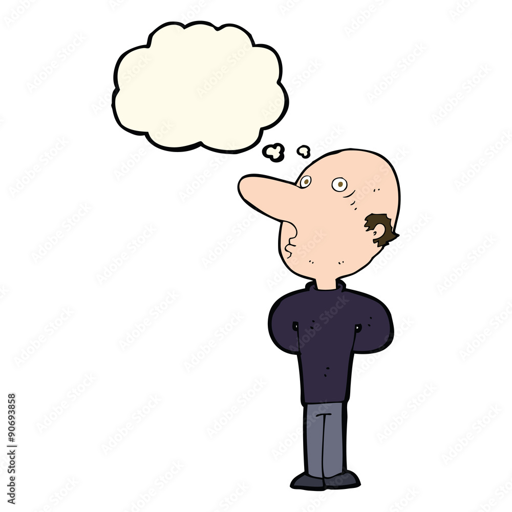 cartoon balding man with thought bubble cartoon balding man with thought bubble