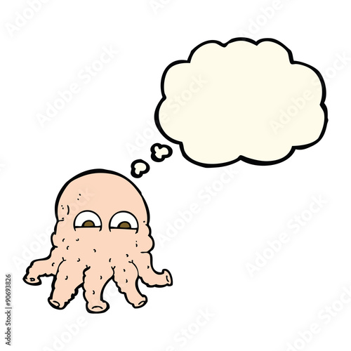 cartoon alien squid face with thought bubble
