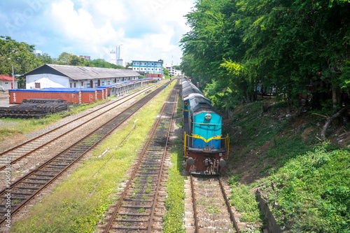 Sri Lankan train on railway track in Colombo