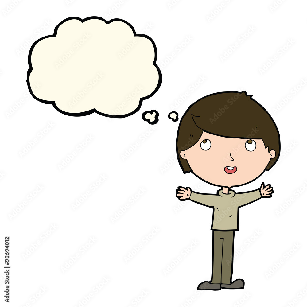 cartoon happy boy with thought bubble cartoon happy boy with thought bubble