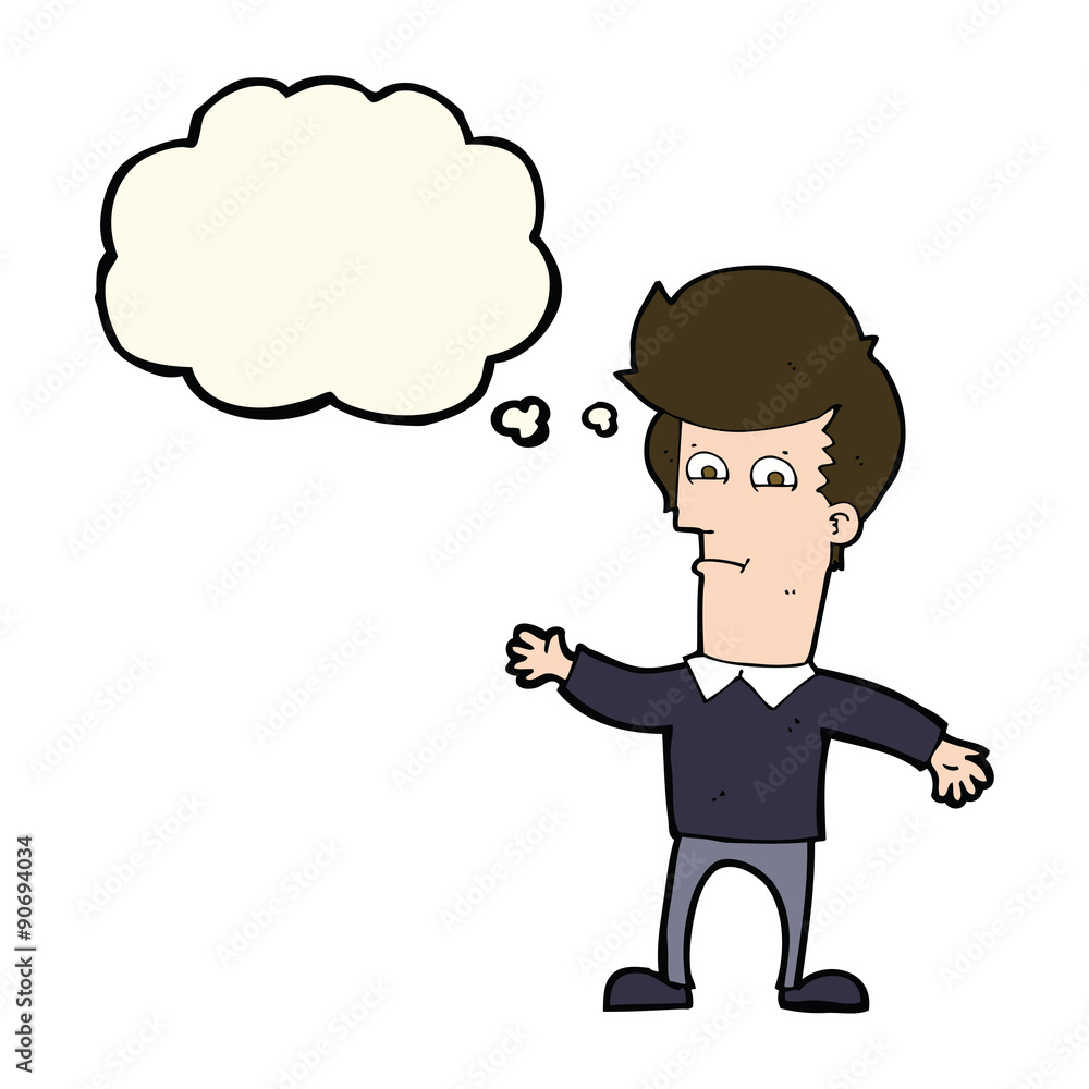 cartoon waving man with thought bubble cartoon waving man with thought bubble