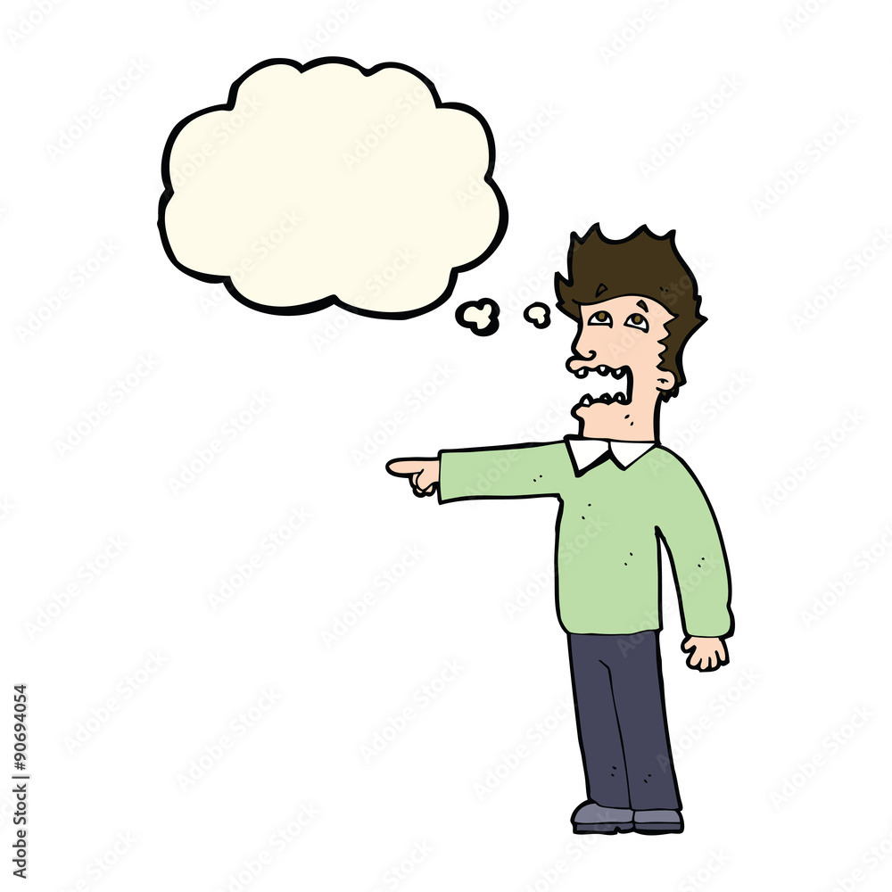 cartoon man accusing with thought bubble cartoon man accusing with thought bubble