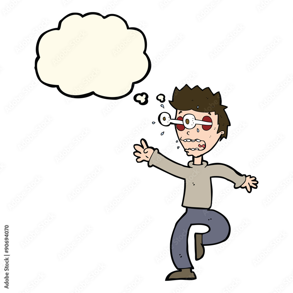 cartoon terrified man with eyes popping out with thought bubble cartoon terrified man with eyes popping out with thought bubble